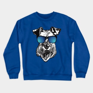 Schnauzer With Cool Blue Sunglasses Crewneck Sweatshirt